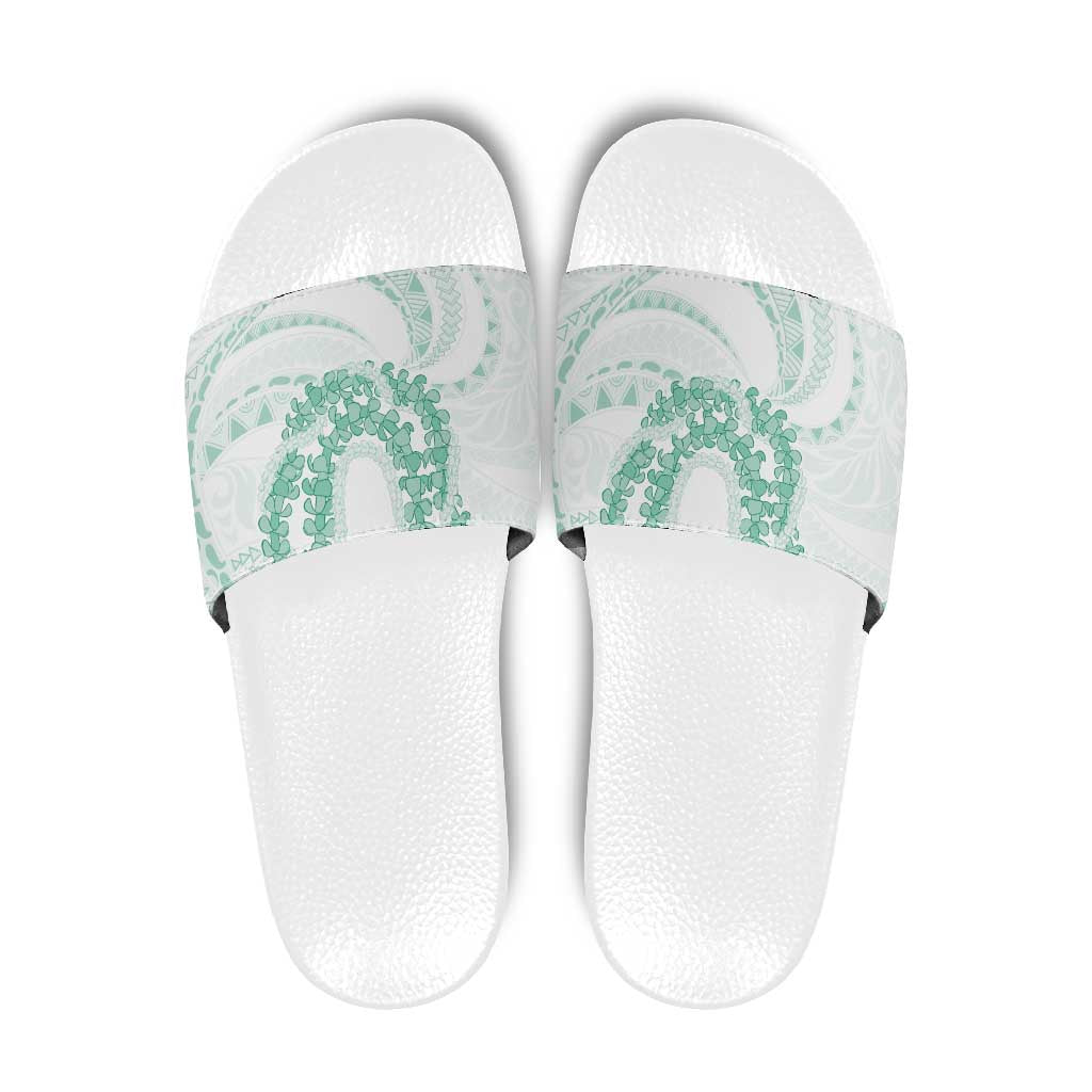 Aloha Lei Onaona Slide Sandals Sage Green Hawaiian Tribal Pattern LT9 Green - Polynesian Pride
