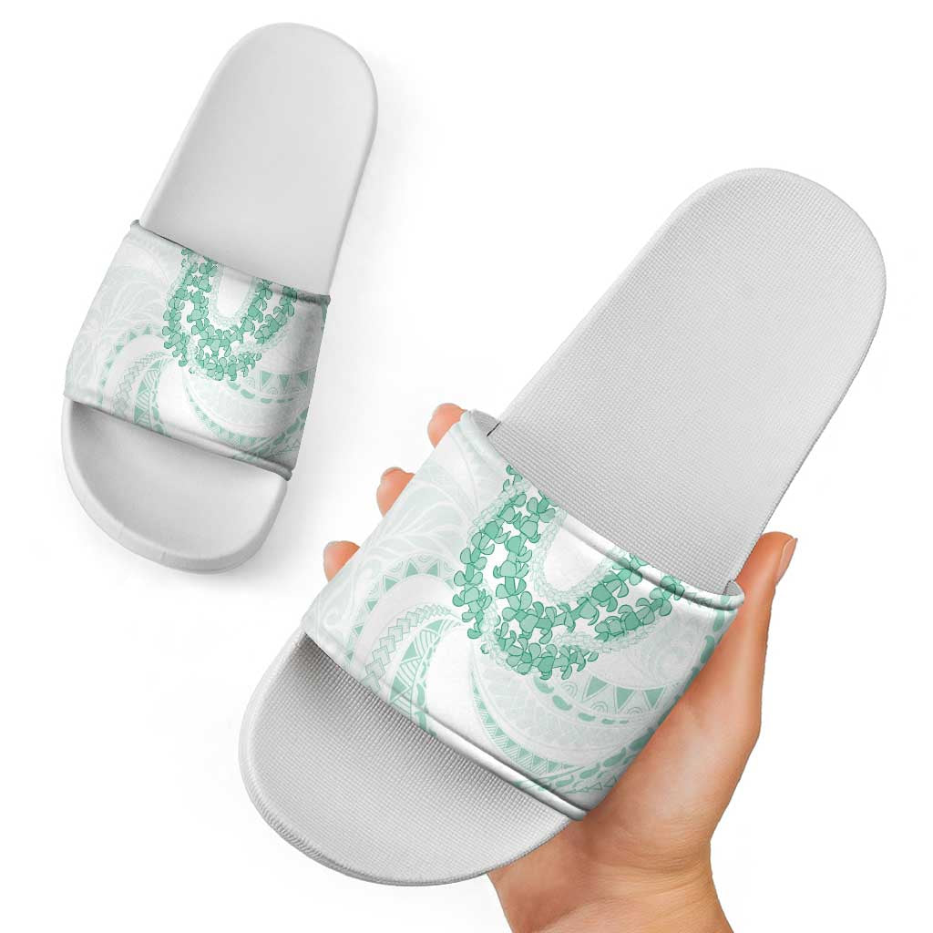 Aloha Lei Onaona Slide Sandals Sage Green Hawaiian Tribal Pattern LT9 - Polynesian Pride