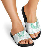 Aloha Lei Onaona Slide Sandals Sage Green Hawaiian Tribal Pattern LT9 - Polynesian Pride