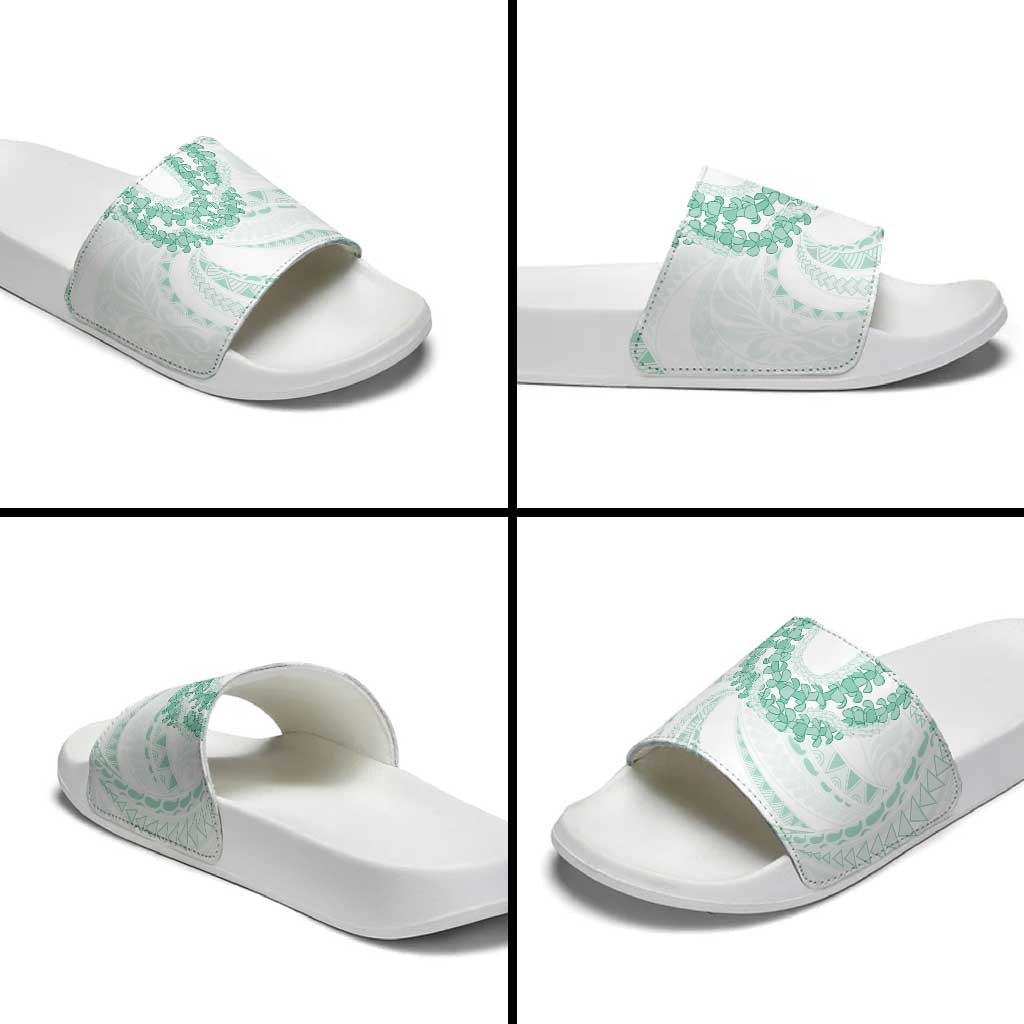 Aloha Lei Onaona Slide Sandals Sage Green Hawaiian Tribal Pattern LT9 - Polynesian Pride