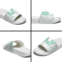 Aloha Lei Onaona Slide Sandals Sage Green Hawaiian Tribal Pattern LT9 - Polynesian Pride