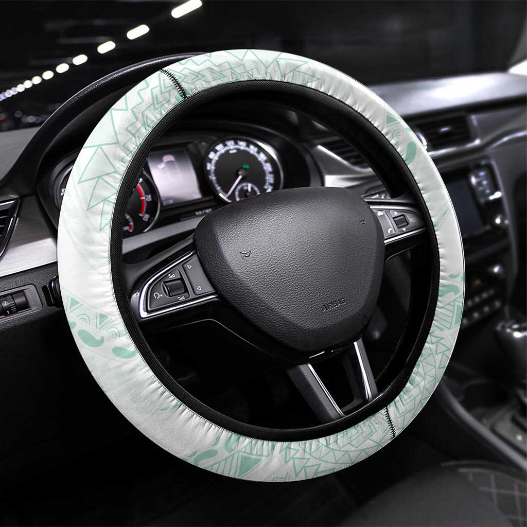 Aloha Lei Onaona Steering Wheel Cover Sage Green Hawaiian Tribal Pattern LT9 Universal Fit Green - Polynesian Pride