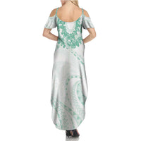 Aloha Lei Onaona Summer Maxi Dress Sage Green Hawaiian Tribal Pattern LT9 - Polynesian Pride