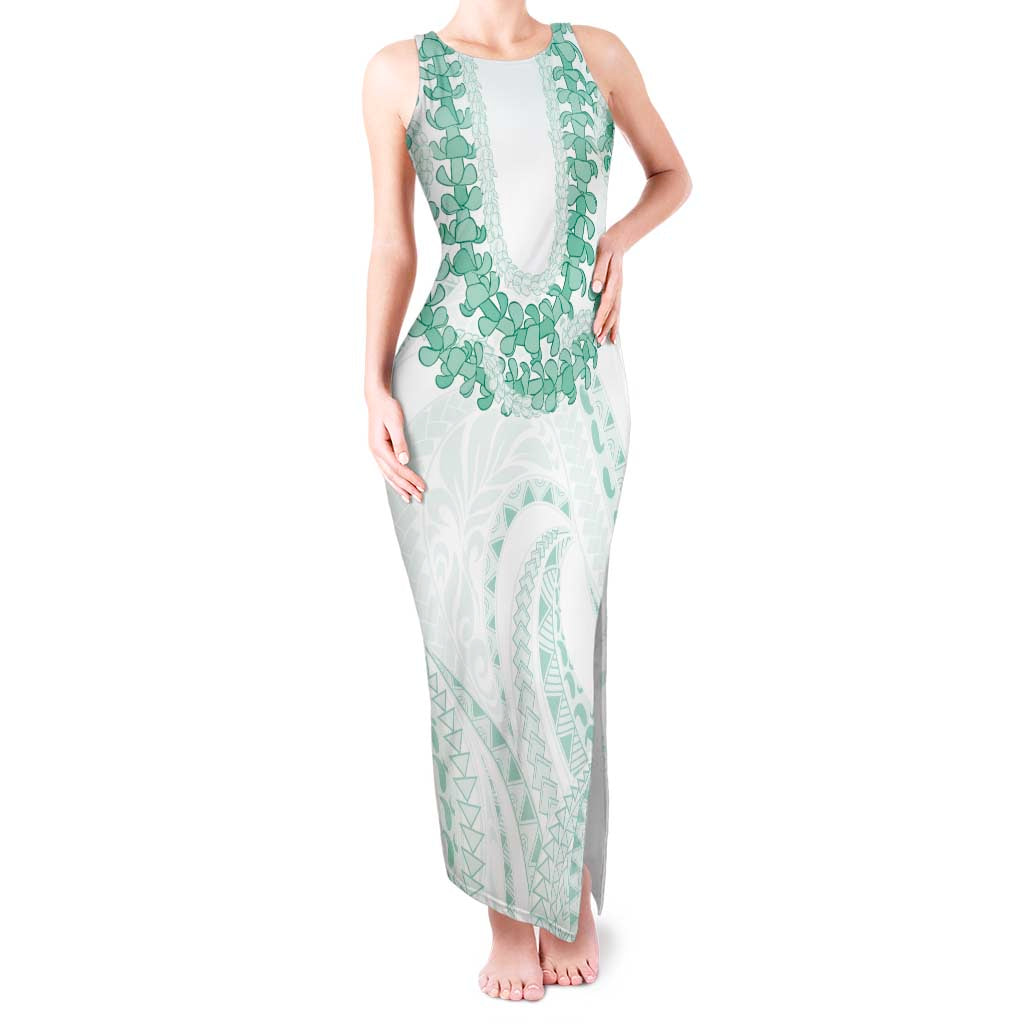 Aloha Lei Onaona Tank Maxi Dress Sage Green Hawaiian Tribal Pattern LT9 Women Green - Polynesian Pride