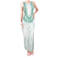 Aloha Lei Onaona Tank Maxi Dress Sage Green Hawaiian Tribal Pattern LT9 Women Green - Polynesian Pride