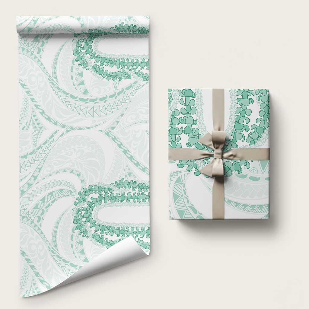 Aloha Lei Onaona Wrapping Paper Sage Green Hawaiian Tribal Pattern LT9 58" × 23" Green - Polynesian Pride