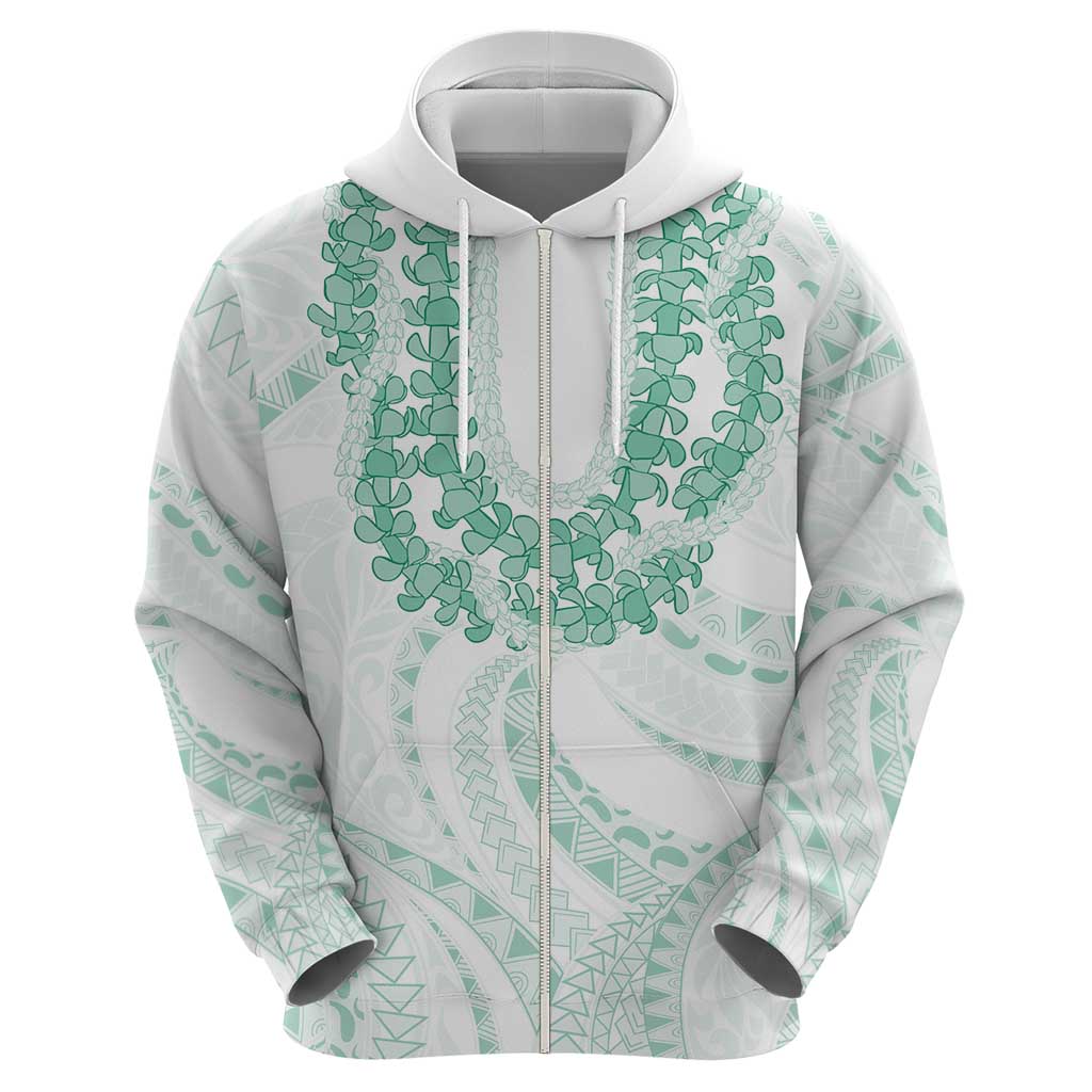 Aloha Lei Onaona Zip Hoodie Sage Green Hawaiian Tribal Pattern LT9 - Polynesian Pride