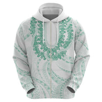 Aloha Lei Onaona Zip Hoodie Sage Green Hawaiian Tribal Pattern LT9 - Polynesian Pride