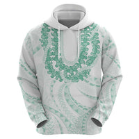 Aloha Lei Onaona Zip Hoodie Sage Green Hawaiian Tribal Pattern LT9 - Polynesian Pride