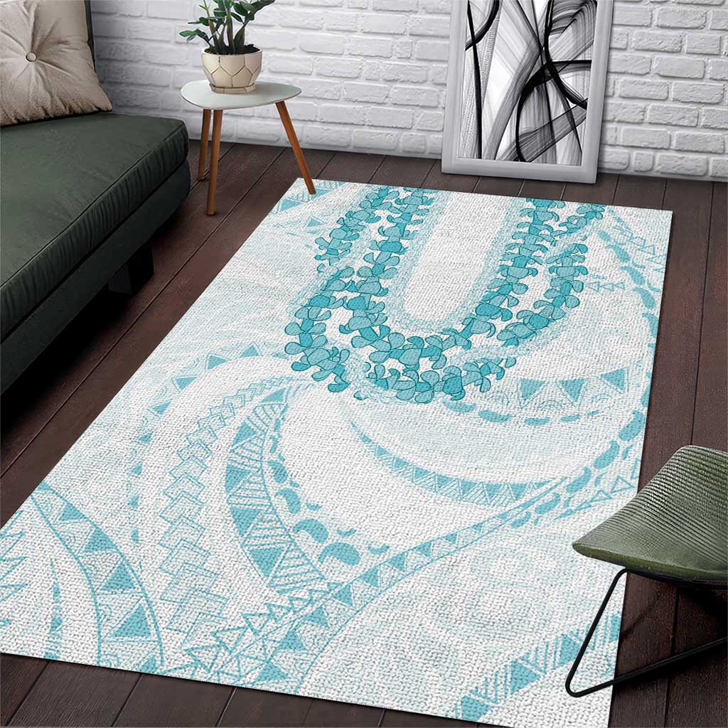 Aloha Lei Onaona Area Rug Teal Hawaiian Tribal Pattern LT9 Teal - Polynesian Pride