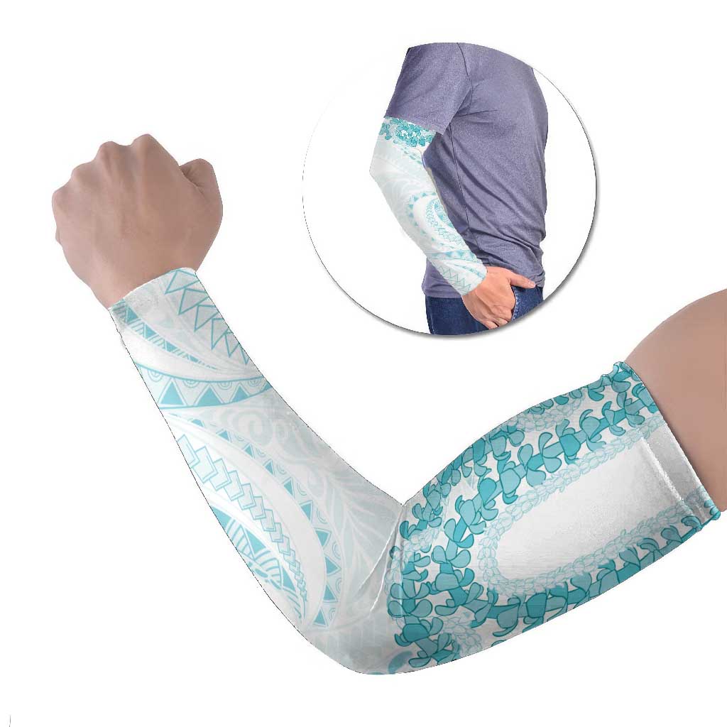 Aloha Lei Onaona Arm Sleeves Teal Hawaiian Tribal Pattern LT9 Set of 2 Teal - Polynesian Pride