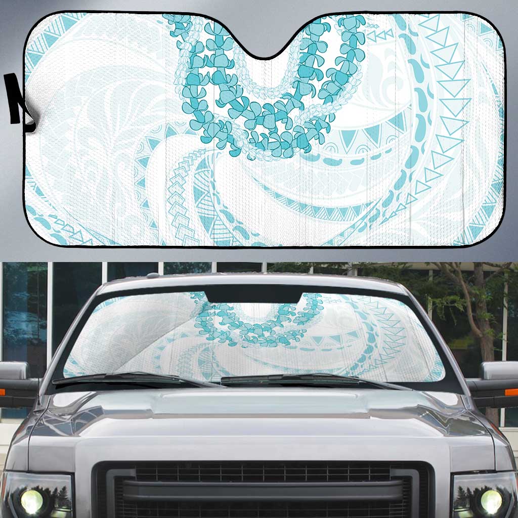 Aloha Lei Onaona Auto Sun Shade Teal Hawaiian Tribal Pattern LT9 Teal - Polynesian Pride