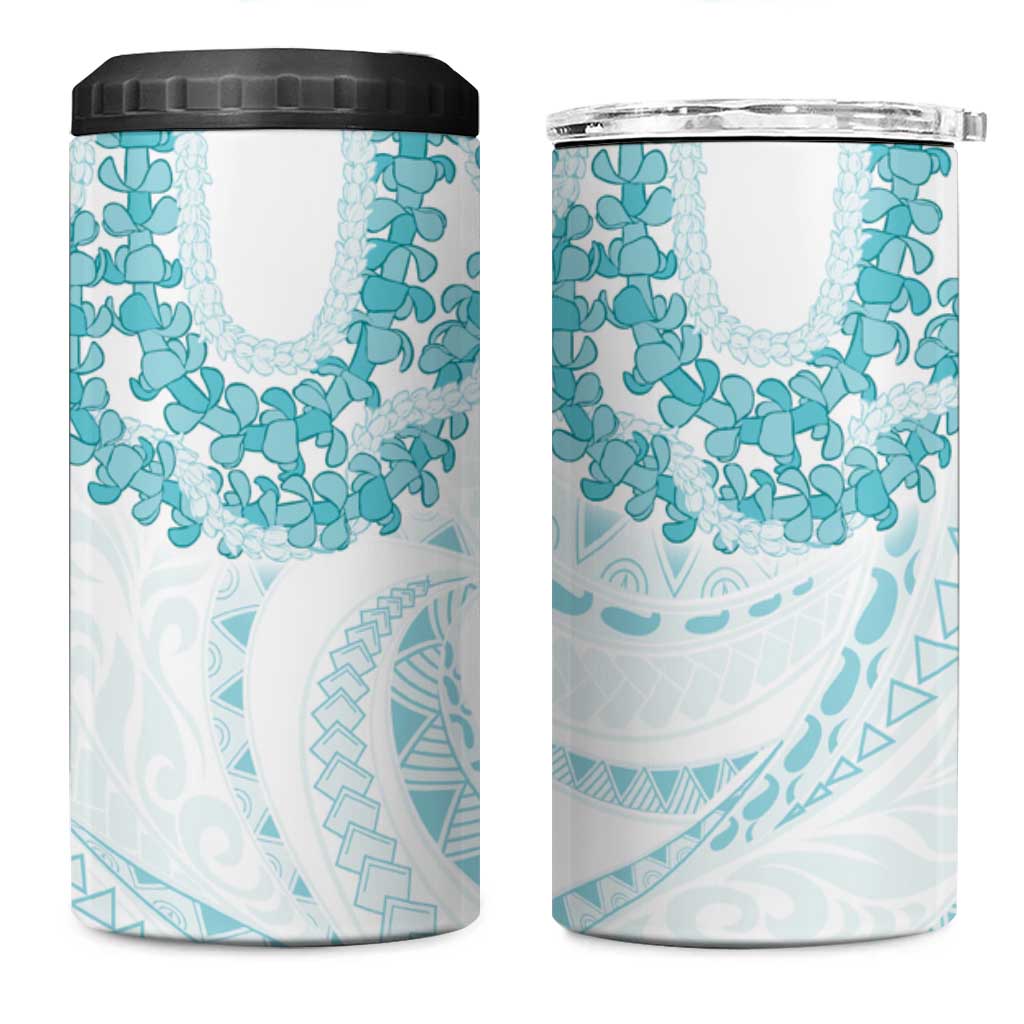 Aloha Lei Onaona 4 in 1 Can Cooler Tumbler Teal Hawaiian Tribal Pattern LT9 One Size: 16 oz Teal - Polynesian Pride
