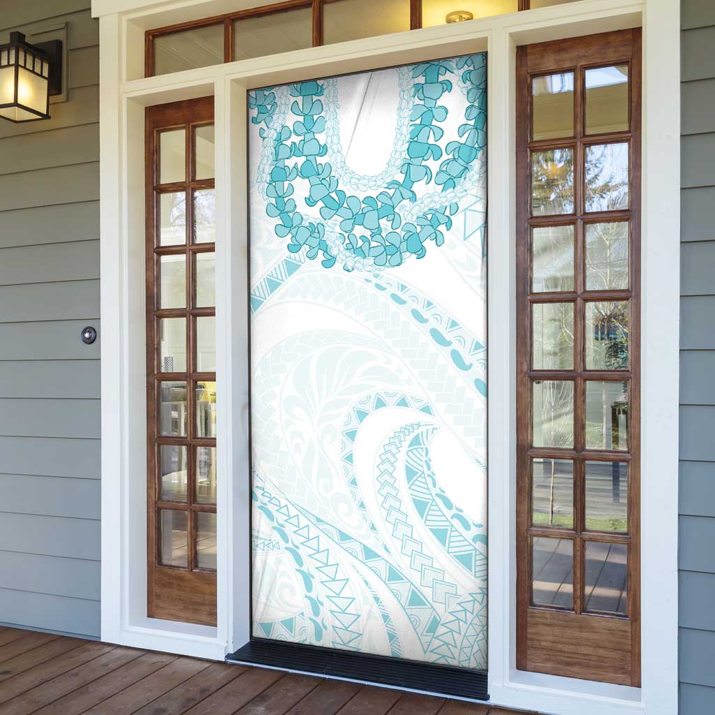 Aloha Lei Onaona Door Cover Teal Hawaiian Tribal Pattern LT9 - Polynesian Pride