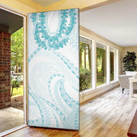 Aloha Lei Onaona Door Cover Teal Hawaiian Tribal Pattern LT9 - Polynesian Pride