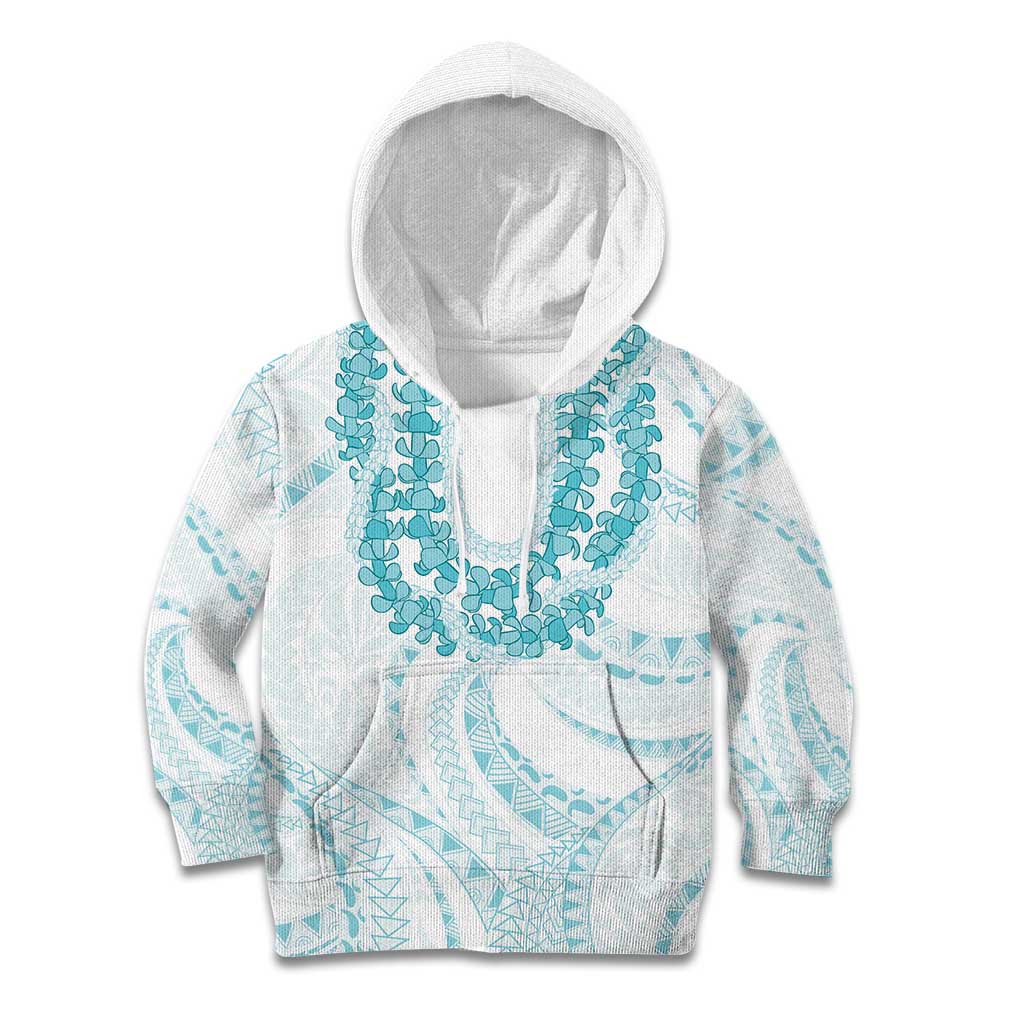 Aloha Lei Onaona Kid Hoodie Teal Hawaiian Tribal Pattern LT9 Hoodie Teal - Polynesian Pride