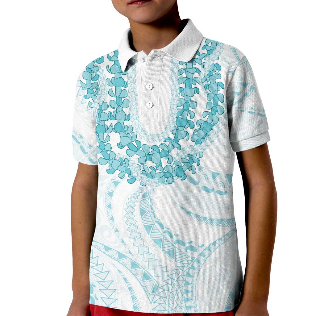 Aloha Lei Onaona Kid Polo Shirt Teal Hawaiian Tribal Pattern LT9 Kid Teal - Polynesian Pride