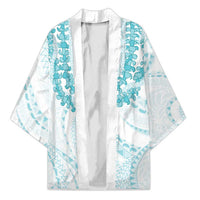 Aloha Lei Onaona Kimono Teal Hawaiian Tribal Pattern LT9 Unisex Teal - Polynesian Pride