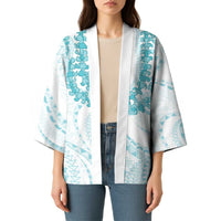 Aloha Lei Onaona Kimono Teal Hawaiian Tribal Pattern LT9 - Polynesian Pride