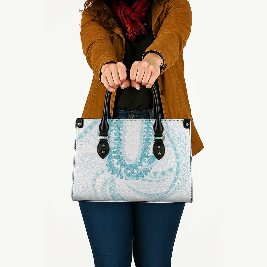 Aloha Lei Onaona Leather Bag Teal Hawaiian Tribal Pattern LT9 - Polynesian Pride