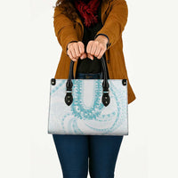 Aloha Lei Onaona Leather Bag Teal Hawaiian Tribal Pattern LT9 - Polynesian Pride