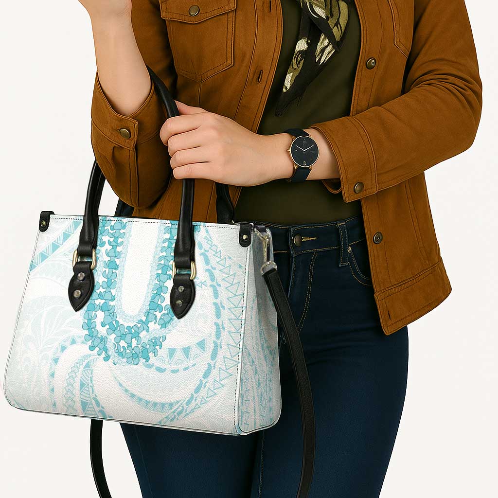 Aloha Lei Onaona Leather Bag Teal Hawaiian Tribal Pattern LT9 - Polynesian Pride