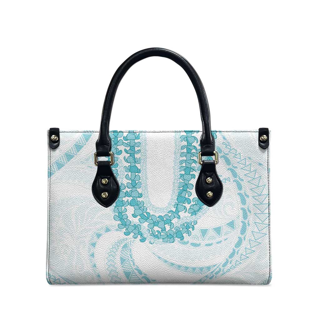 Aloha Lei Onaona Leather Bag Teal Hawaiian Tribal Pattern LT9 - Polynesian Pride