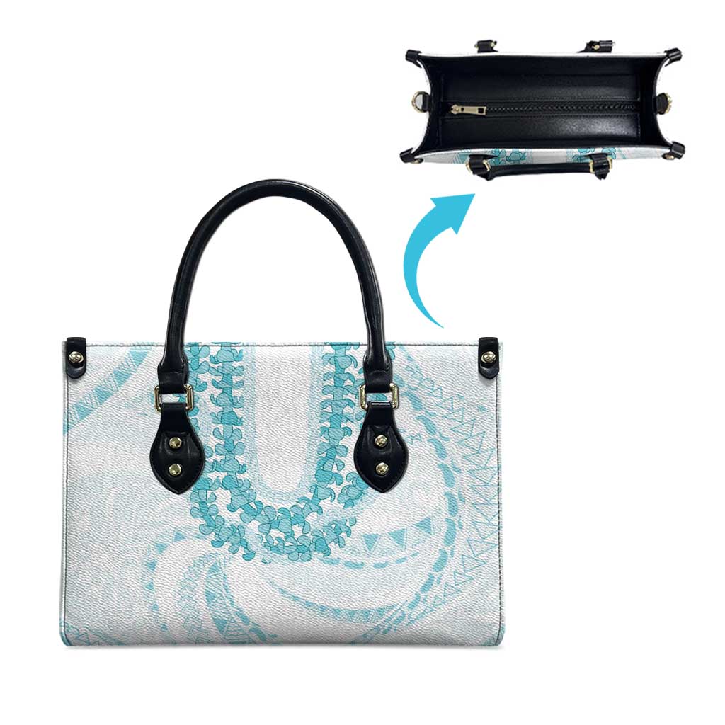 Aloha Lei Onaona Leather Bag Teal Hawaiian Tribal Pattern LT9 - Polynesian Pride