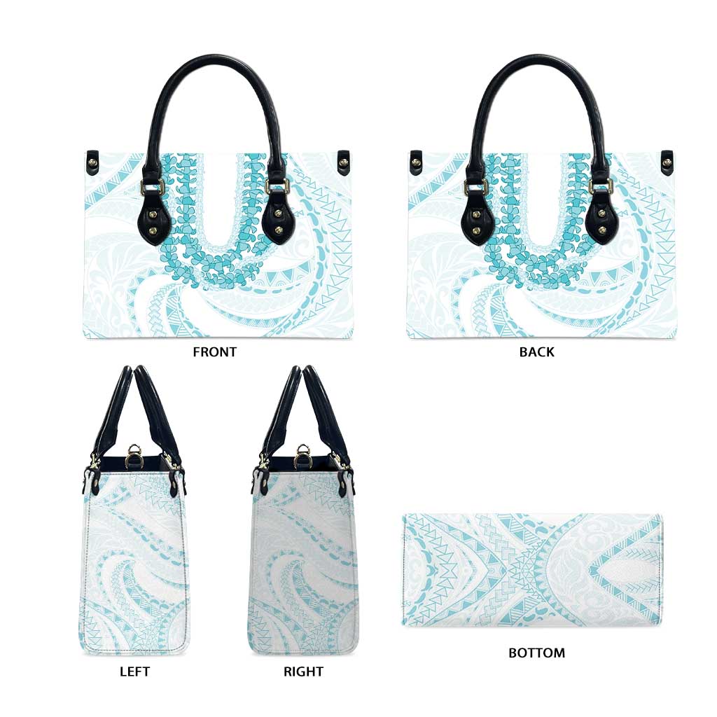 Aloha Lei Onaona Leather Bag Teal Hawaiian Tribal Pattern LT9 - Polynesian Pride