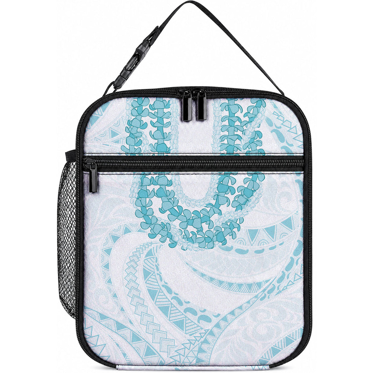 Aloha Lei Onaona Lunch Bag Teal Hawaiian Tribal Pattern LT9 10.2 × 8.3 × 4.3 inch Teal - Polynesian Pride