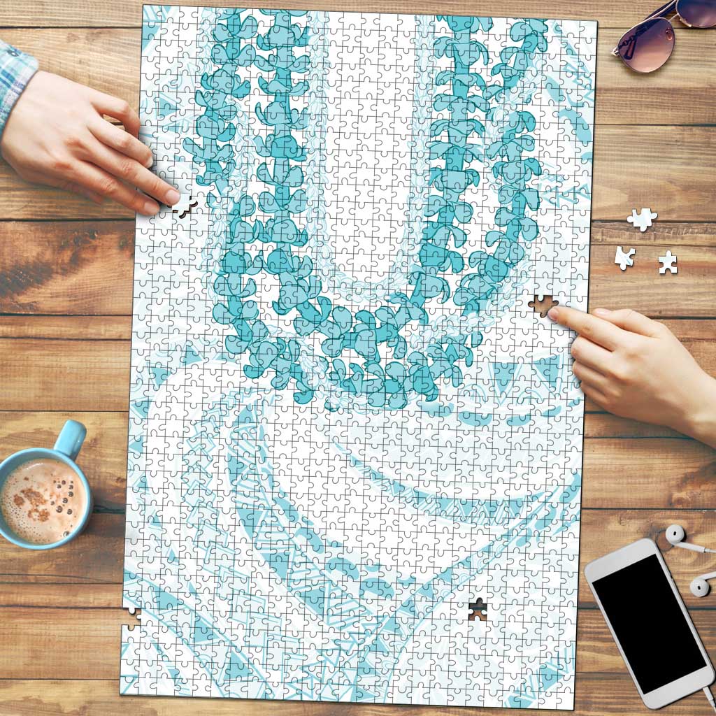 Aloha Lei Onaona Puzzle Teal Hawaiian Tribal Pattern LT9 Teal - Polynesian Pride
