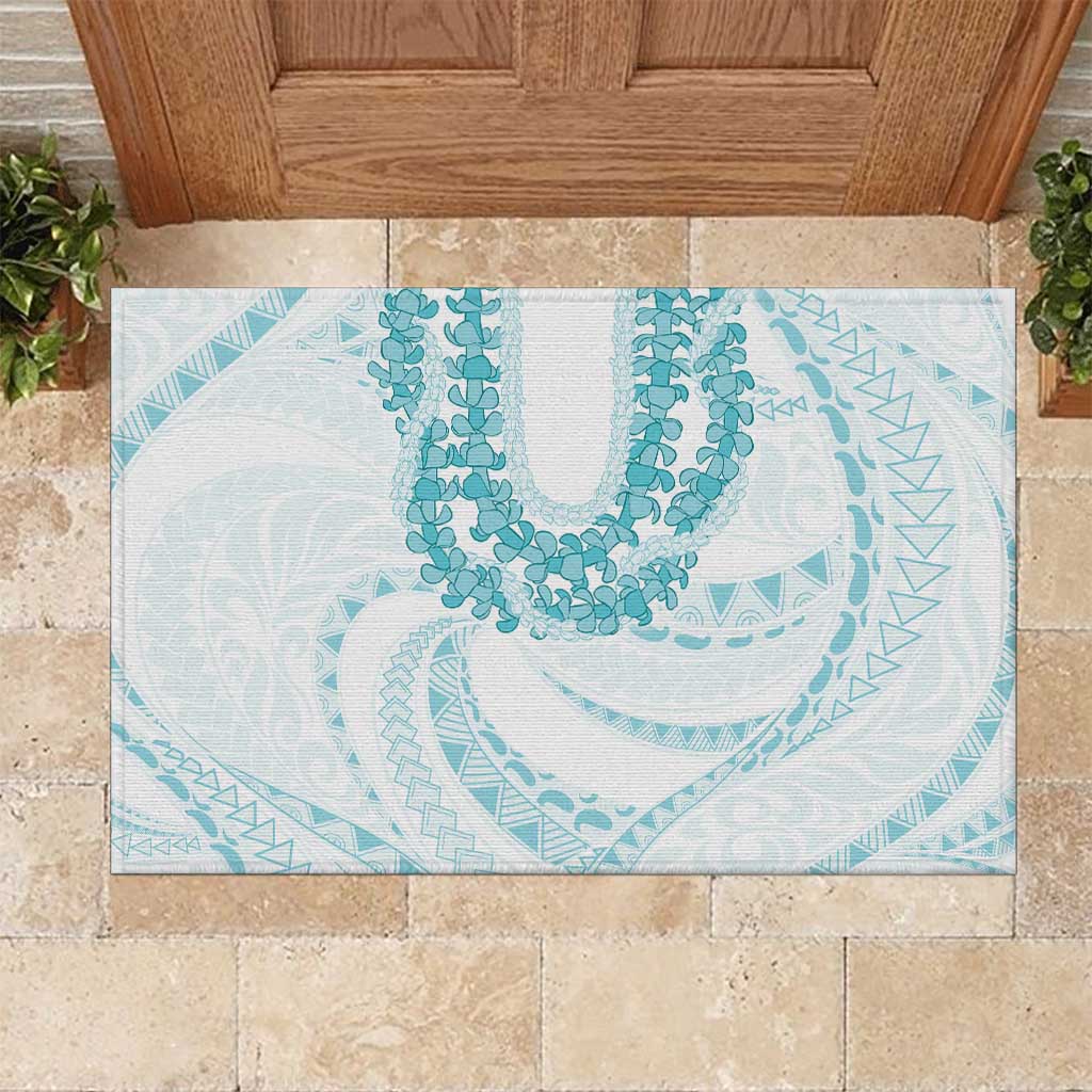 Aloha Lei Onaona Rubber Doormat Teal Hawaiian Tribal Pattern LT9 Teal - Polynesian Pride