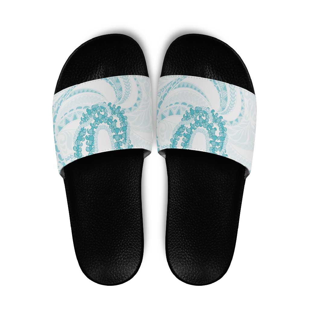 Aloha Lei Onaona Slide Sandals Teal Hawaiian Tribal Pattern LT9 Teal - Polynesian Pride