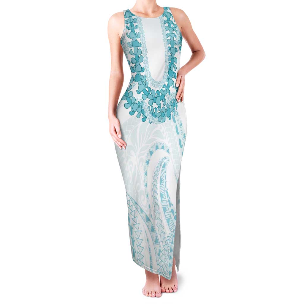 Aloha Lei Onaona Tank Maxi Dress Teal Hawaiian Tribal Pattern LT9 Women Teal - Polynesian Pride