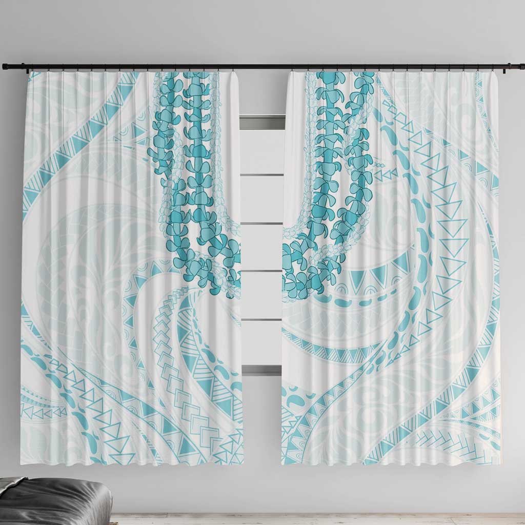 Aloha Lei Onaona Window Curtain Teal Hawaiian Tribal Pattern LT9 With Hooks Teal - Polynesian Pride