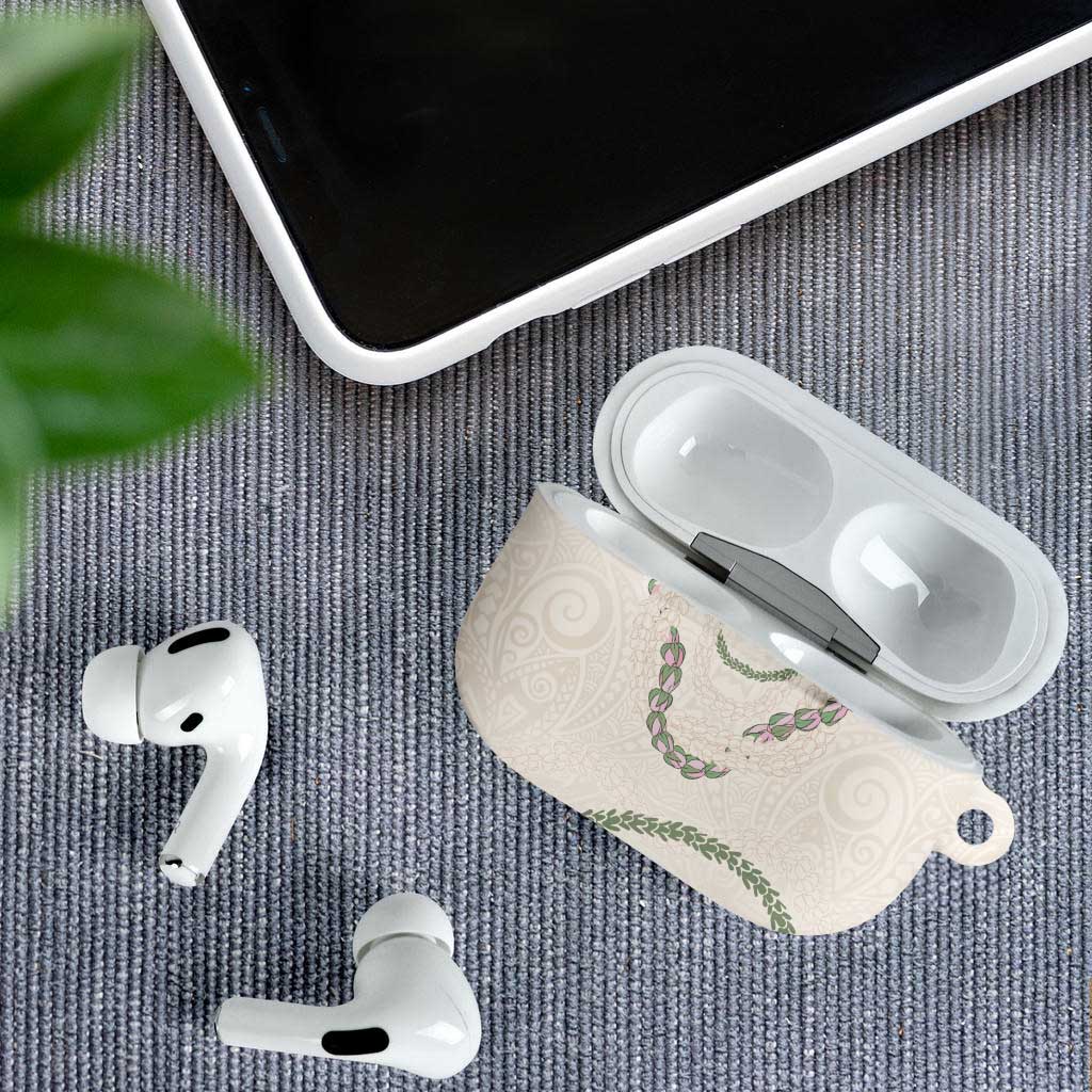 Aloha Lei Mikioi AirPods Case Beige Polynesian Tribal Tatau Pattern LT9 - Polynesian Pride