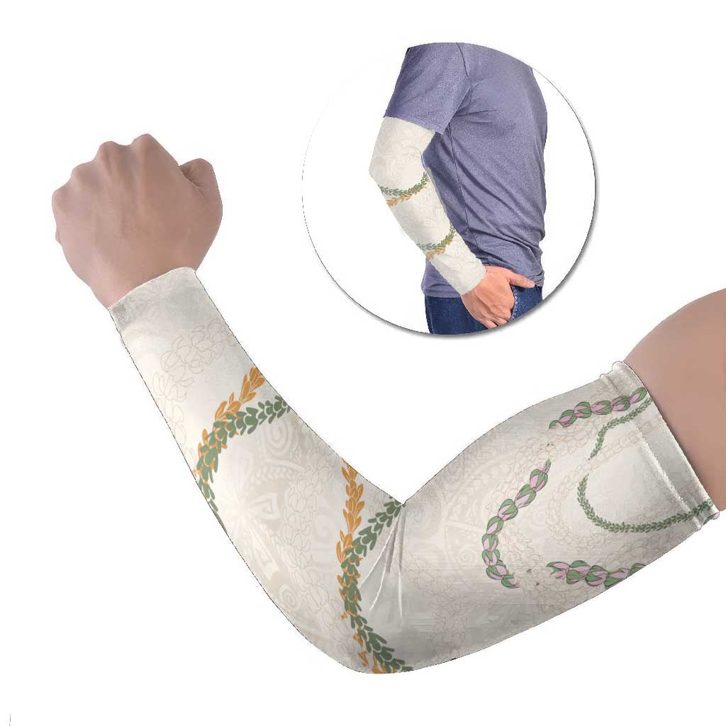 Aloha Lei Mikioi Arm Sleeves Beige Polynesian Tribal Tatau Pattern LT9 Set of 2 Beige - Polynesian Pride