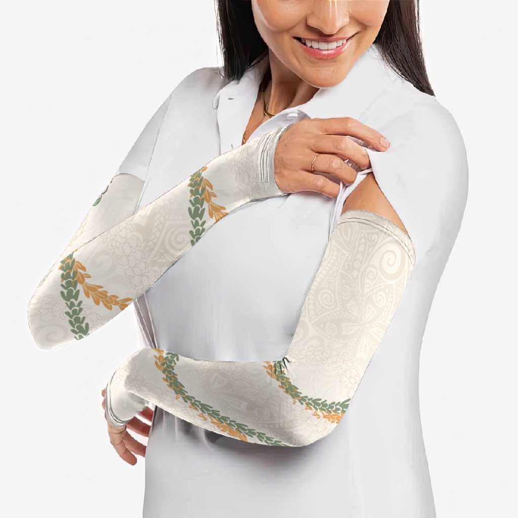 Aloha Lei Mikioi Arm Sleeves Beige Polynesian Tribal Tatau Pattern LT9 - Polynesian Pride