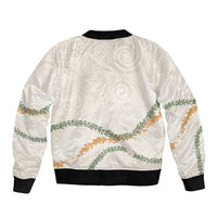 Aloha Lei Mikioi Bomber Jacket Beige Polynesian Tribal Tatau Pattern LT9 - Polynesian Pride