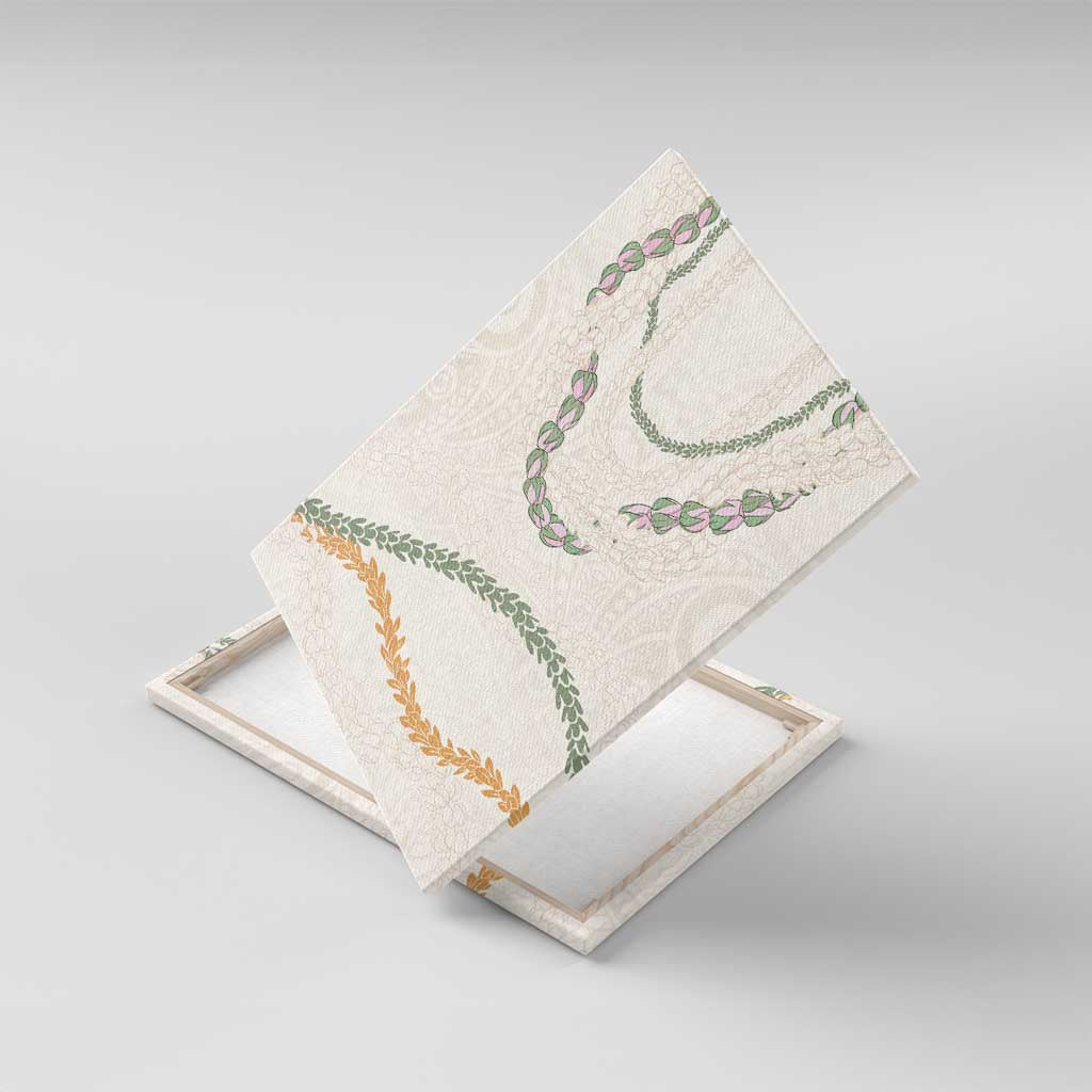 Aloha Lei Mikioi Canvas Wall Art Beige Polynesian Tribal Tatau Pattern LT9 With Frame Beige - Polynesian Pride