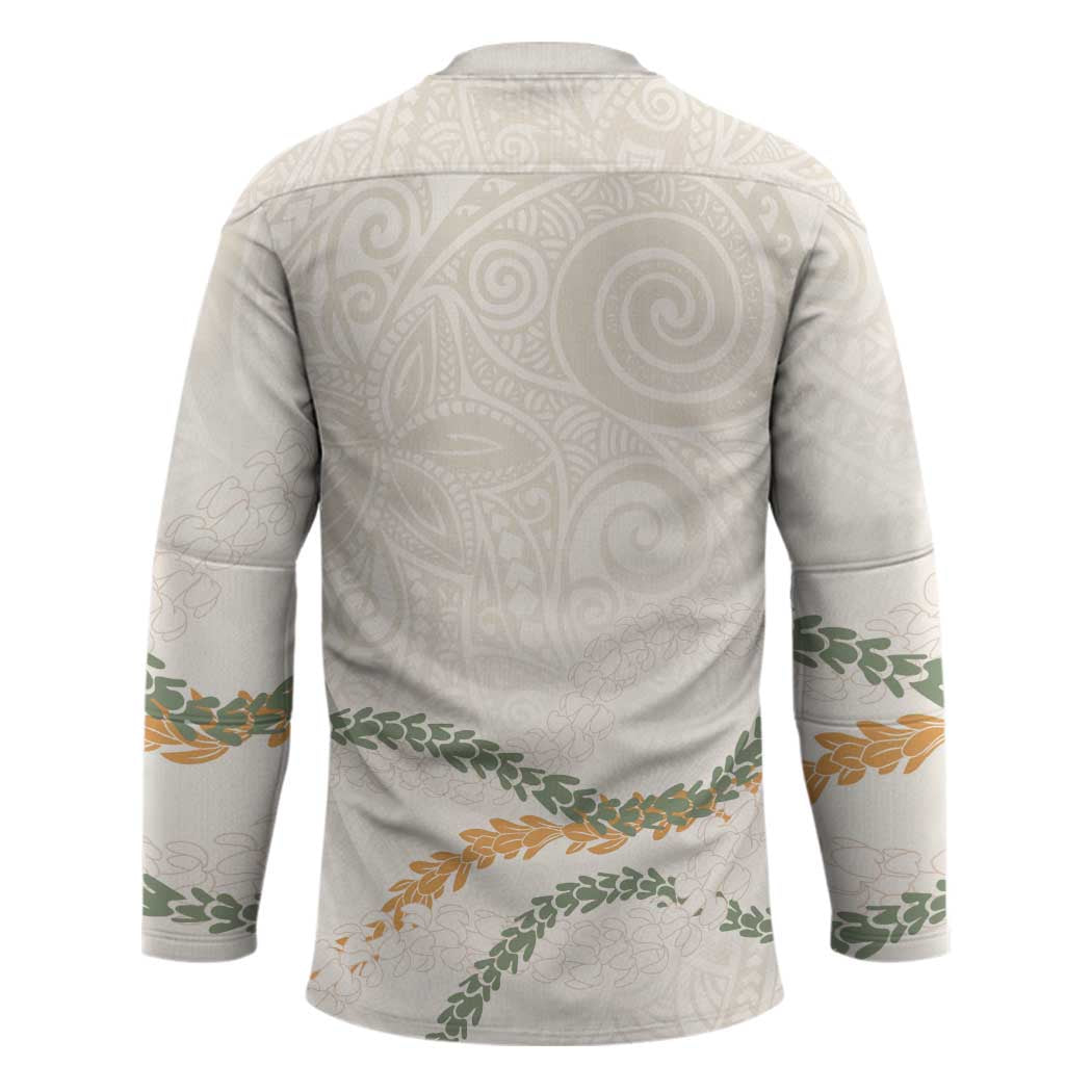 Aloha Lei Mikioi Hockey Jersey Beige Polynesian Tribal Tatau Pattern LT9 - Polynesian Pride