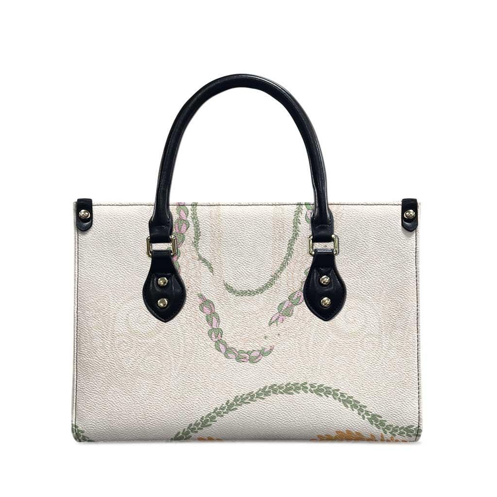 Aloha Lei Mikioi Leather Bag Beige Polynesian Tribal Tatau Pattern LT9 - Polynesian Pride
