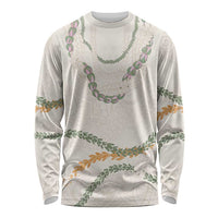 Aloha Lei Mikioi Long Sleeve Shirt Beige Polynesian Tribal Tatau Pattern LT9 Unisex Beige - Polynesian Pride