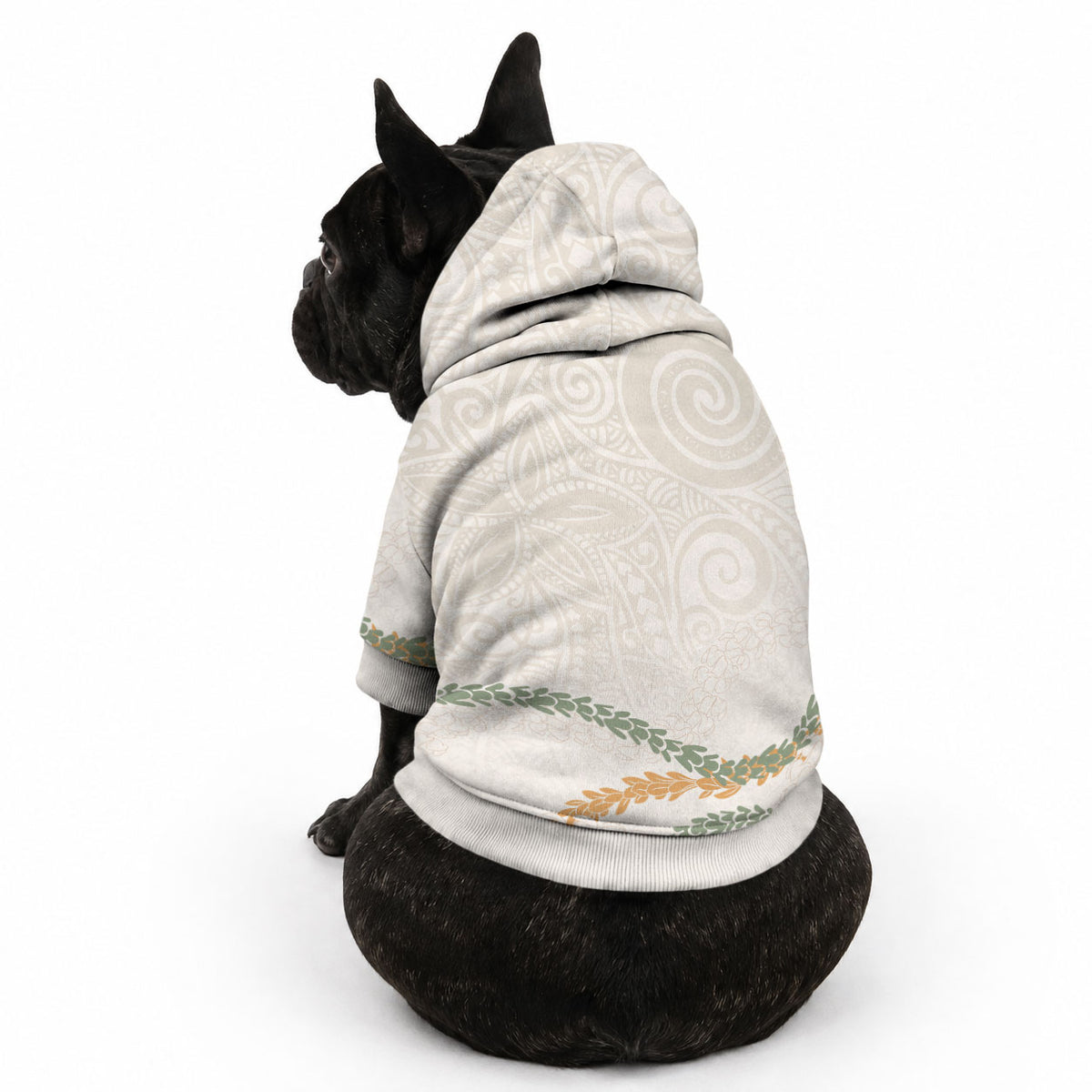 Aloha Lei Mikioi Pet Hoodie Beige Polynesian Tribal Tatau Pattern LT9 - Polynesian Pride