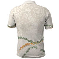 Aloha Lei Mikioi Polo Shirt Beige Polynesian Tribal Tatau Pattern LT9 - Polynesian Pride