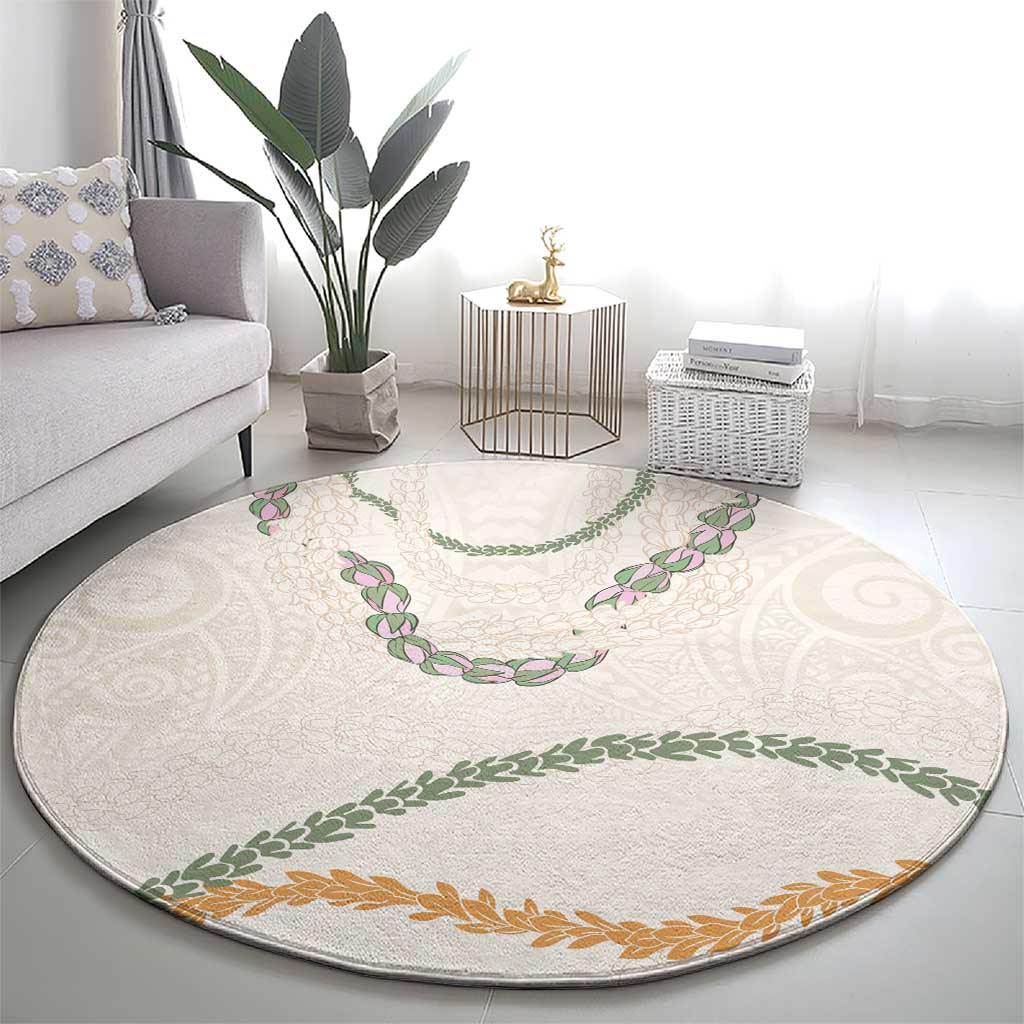 Aloha Lei Mikioi Round Carpet Beige Polynesian Tribal Tatau Pattern LT9 - Polynesian Pride