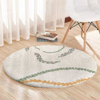Aloha Lei Mikioi Round Carpet Beige Polynesian Tribal Tatau Pattern LT9 - Polynesian Pride