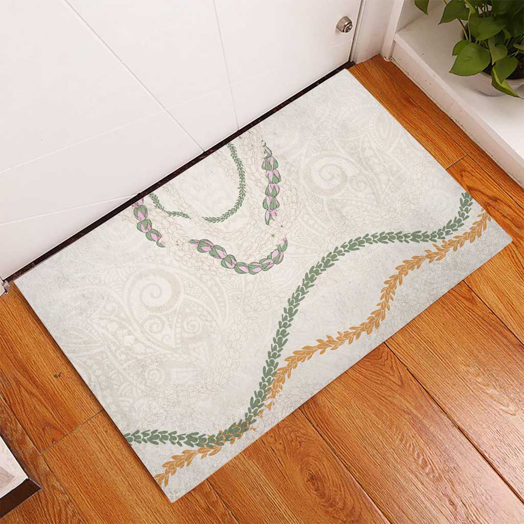Aloha Lei Mikioi Rubber Doormat Beige Polynesian Tribal Tatau Pattern LT9 - Polynesian Pride