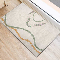 Aloha Lei Mikioi Rubber Doormat Beige Polynesian Tribal Tatau Pattern LT9 - Polynesian Pride