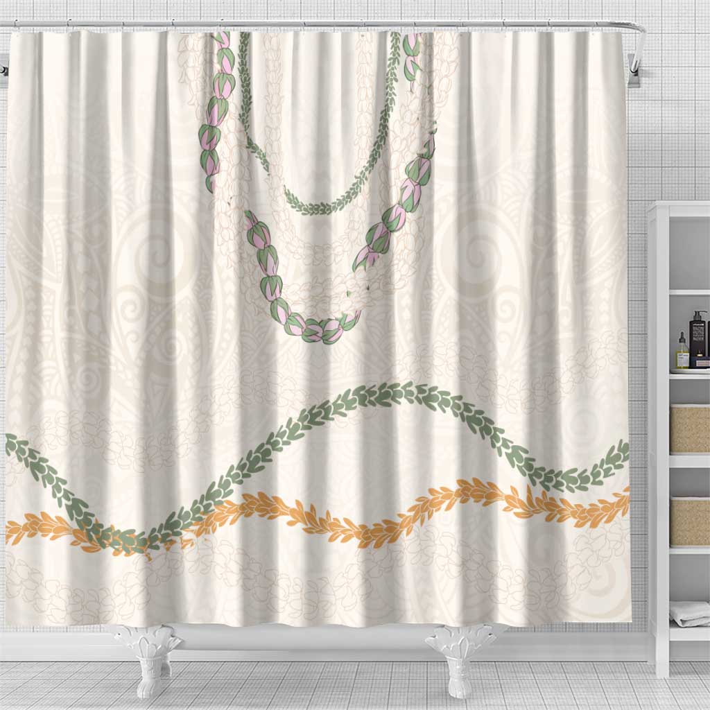 Aloha Lei Mikioi Shower Curtain Beige Polynesian Tribal Tatau Pattern LT9 - Polynesian Pride